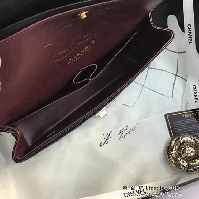香奈兒CHANEL 225 進口大象紋胎牛皮金銀扣單肩斜挎鏈條包 DSC2037
